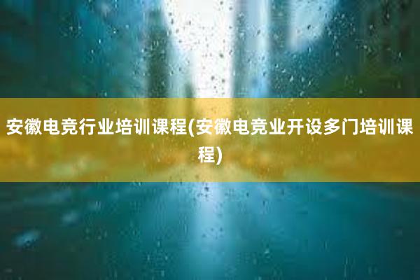 安徽电竞行业培训课程(安徽电竞业开设多门培训课程)