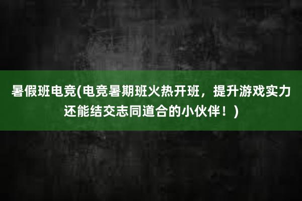 暑假班电竞(电竞暑期班火热开班，提升游戏实力还能结交志同道合的小伙伴！)