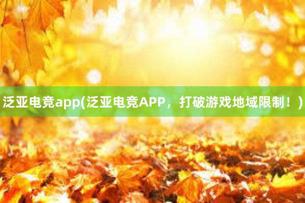 泛亚电竞app(泛亚电竞APP，打破游戏地域限制！)