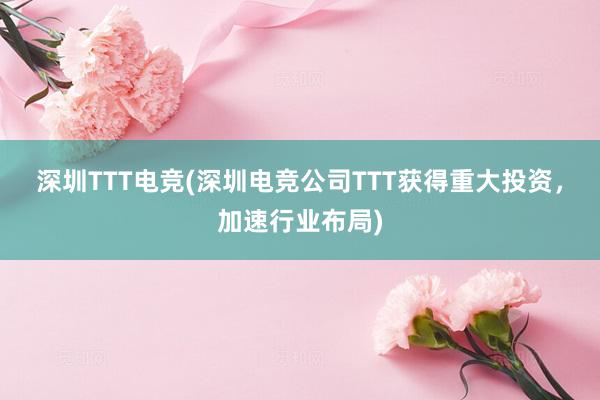 深圳TTT电竞(深圳电竞公司TTT获得重大投资，加速行业布局)