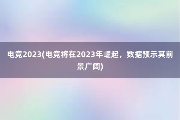 电竞2023(电竞将在2023年崛起，数据预示其前景广阔)