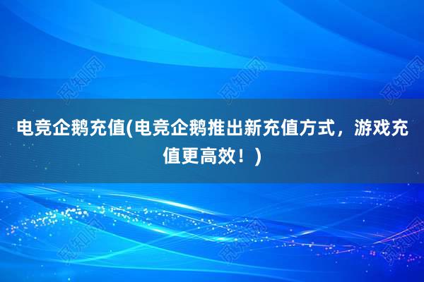 电竞企鹅充值(电竞企鹅推出新充值方式，游戏充值更高效！)