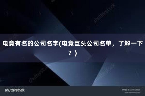 电竞有名的公司名字(电竞巨头公司名单，了解一下？)