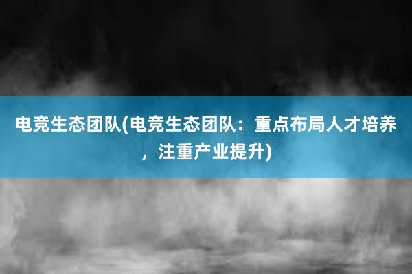 电竞生态团队(电竞生态团队：重点布局人才培养，注重产业提升)