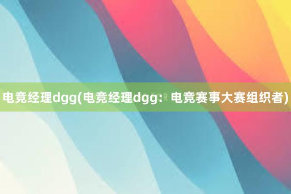 电竞经理dgg(电竞经理dgg：电竞赛事大赛组织者)