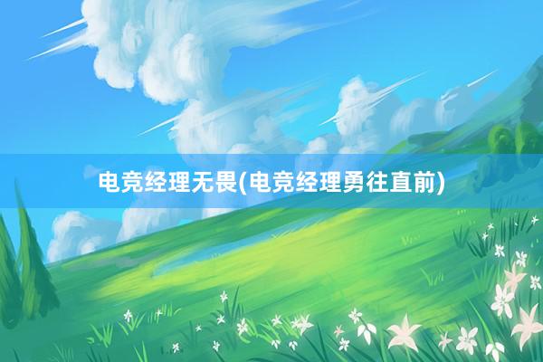 电竞经理无畏(电竞经理勇往直前)