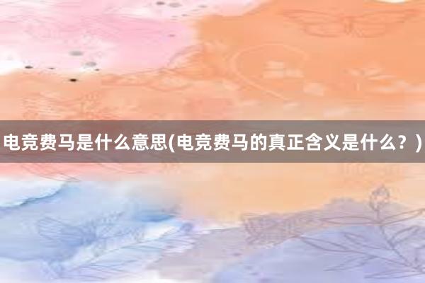 电竞费马是什么意思(电竞费马的真正含义是什么？)