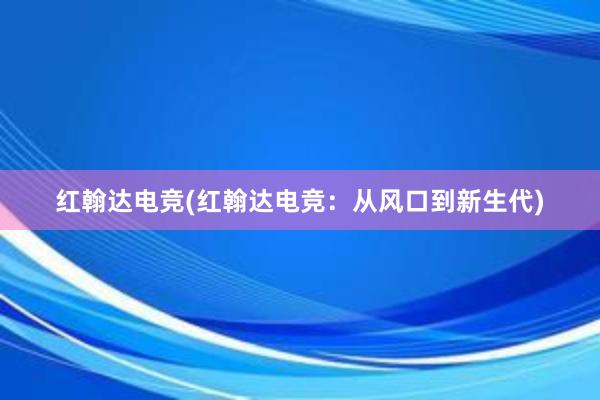 红翰达电竞(红翰达电竞：从风口到新生代)