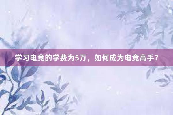 学习电竞的学费为5万，如何成为电竞高手？