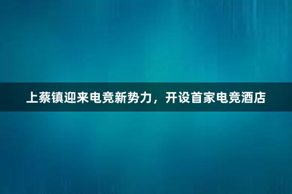 上蔡镇迎来电竞新势力，开设首家电竞酒店