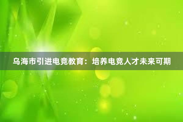 乌海市引进电竞教育：培养电竞人才未来可期