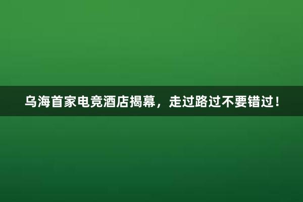 乌海首家电竞酒店揭幕，走过路过不要错过！