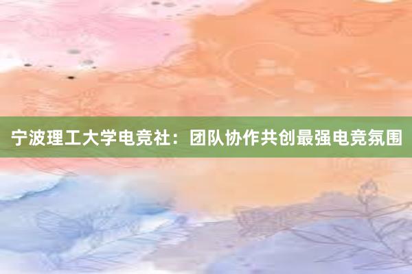 宁波理工大学电竞社：团队协作共创最强电竞氛围