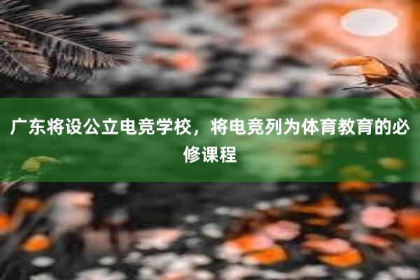 广东将设公立电竞学校，将电竞列为体育教育的必修课程