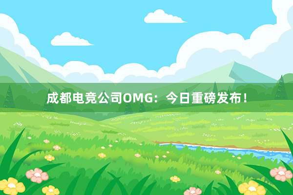 成都电竞公司OMG：今日重磅发布！