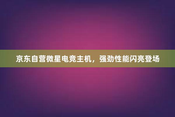 京东自营微星电竞主机，强劲性能闪亮登场