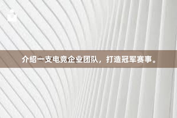 介绍一支电竞企业团队，打造冠军赛事。